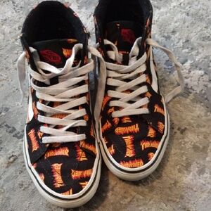 Vans Black and Orange Thrasher High-Tops
